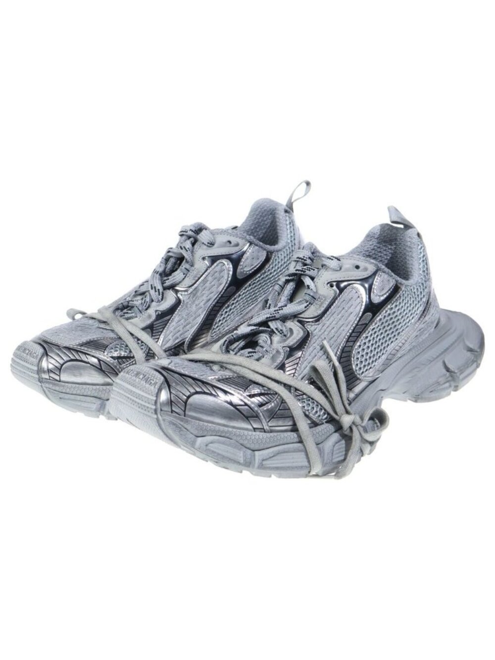 Balenciaga Sneaker Distressed Mesh Lace Up Low Cut Nice Gray White - Picture 2 of 6